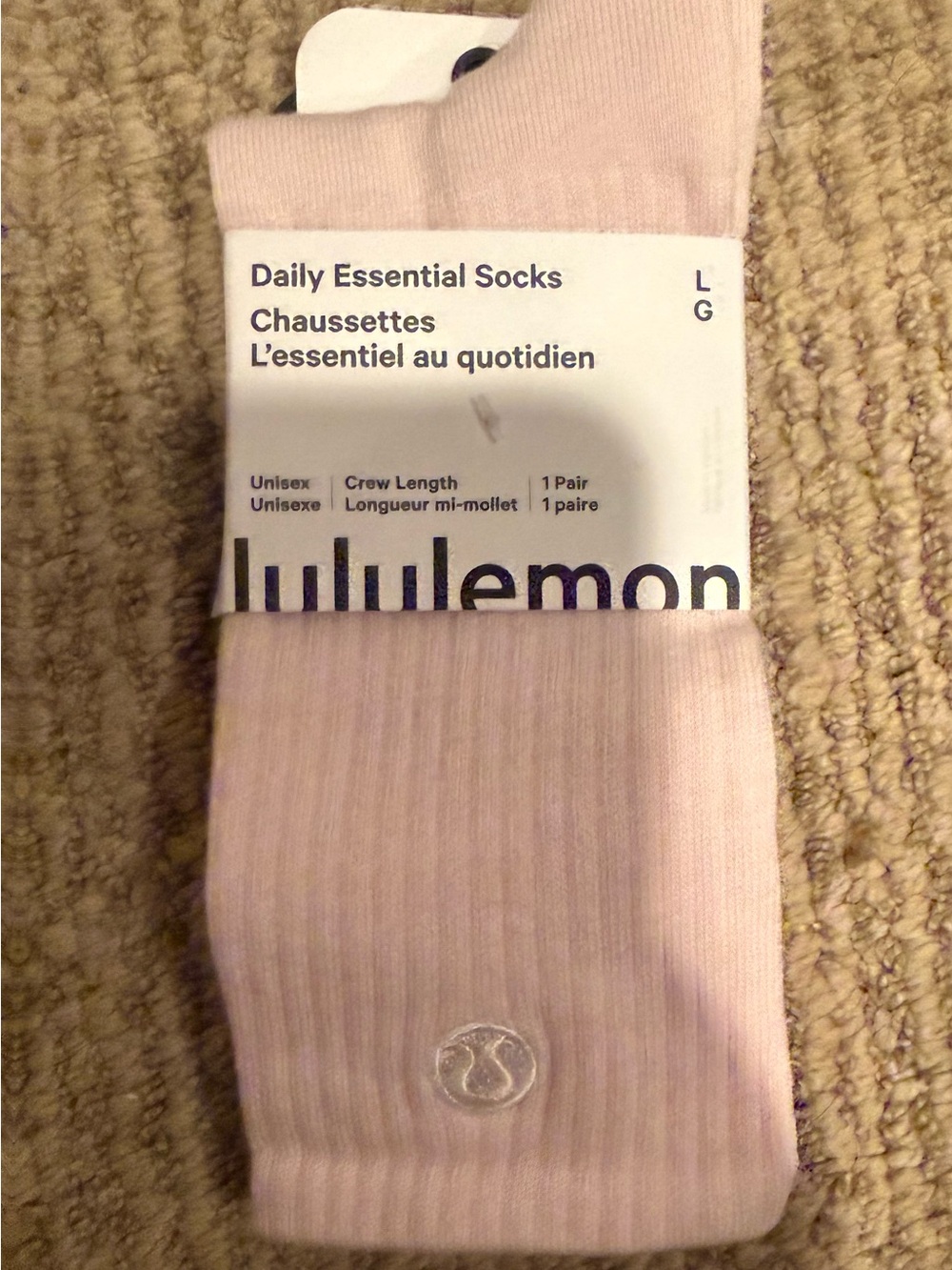 NWT lululemon Daily Essential Socks Blissful Pink Large
